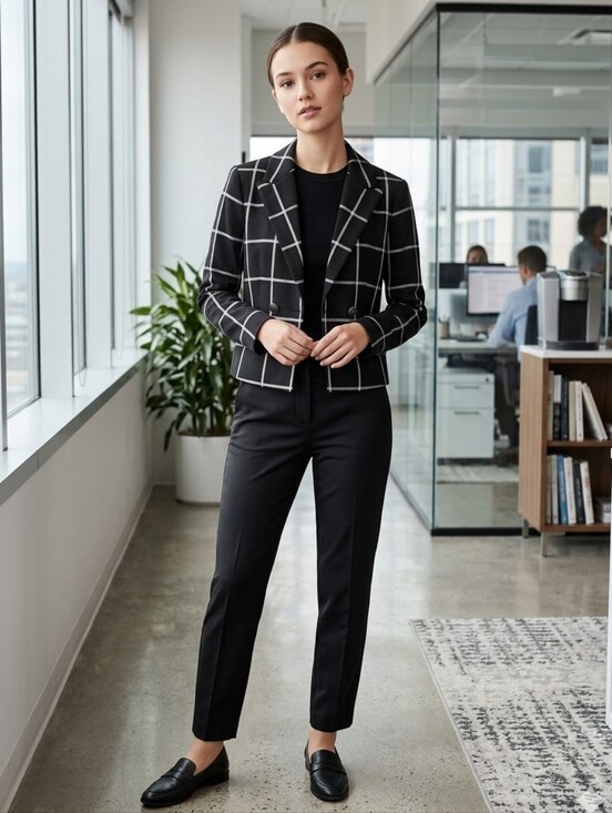 Express Jackets & Blazers - Express Women's Black and White Plaid Jacket